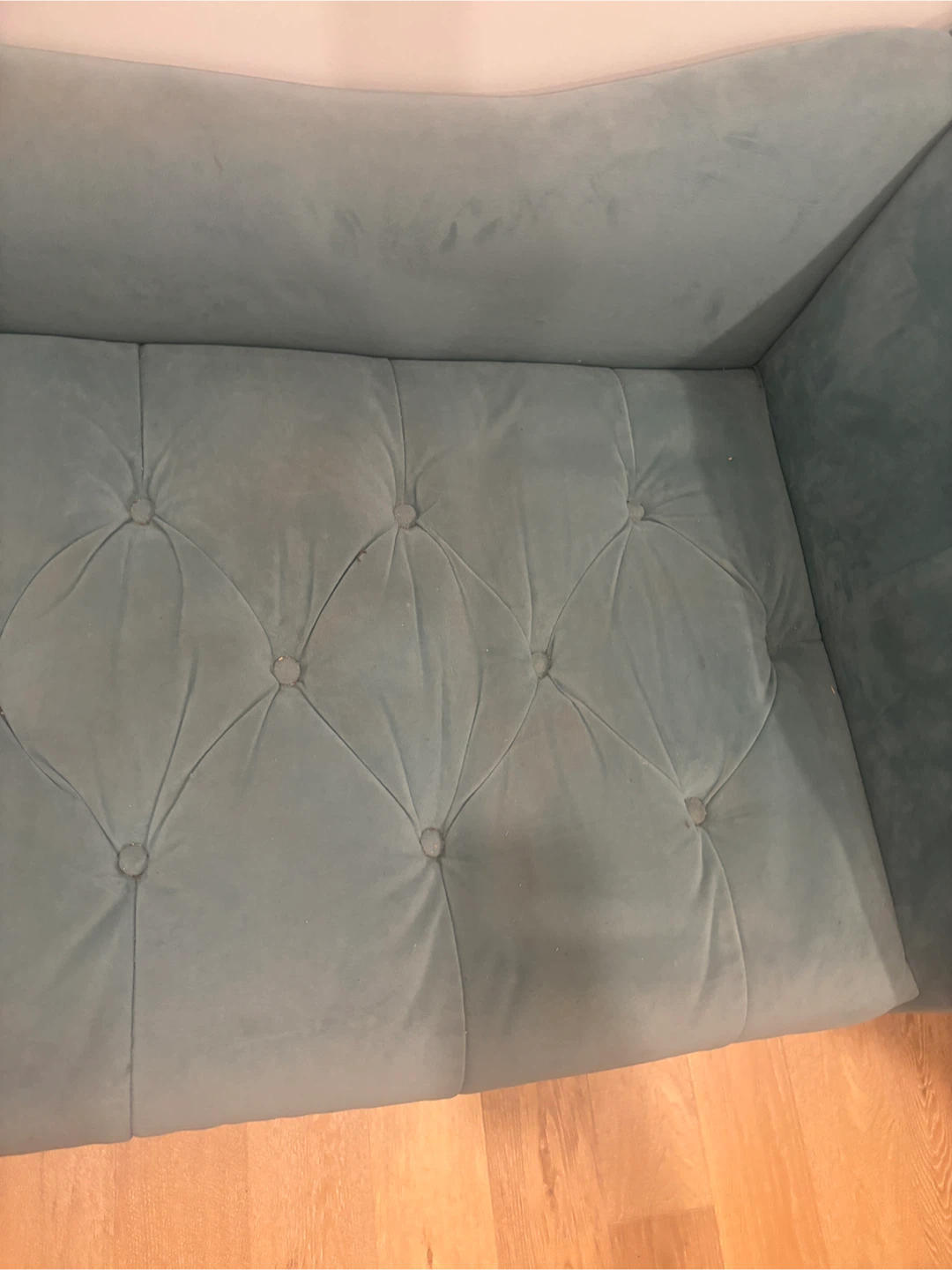 Light Blue Teal Tufted Lounge Sofa Couch - photo 5