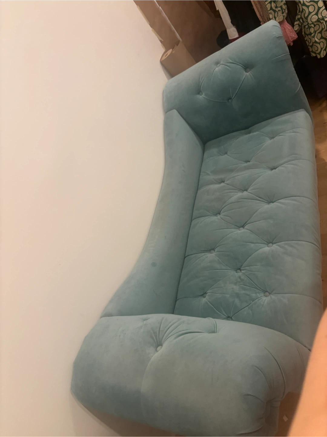 Light Blue Teal Tufted Lounge Sofa Couch - photo 3