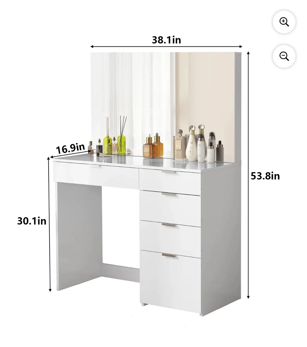 White Vanity Makeup Table with Mirror image indicator(4)