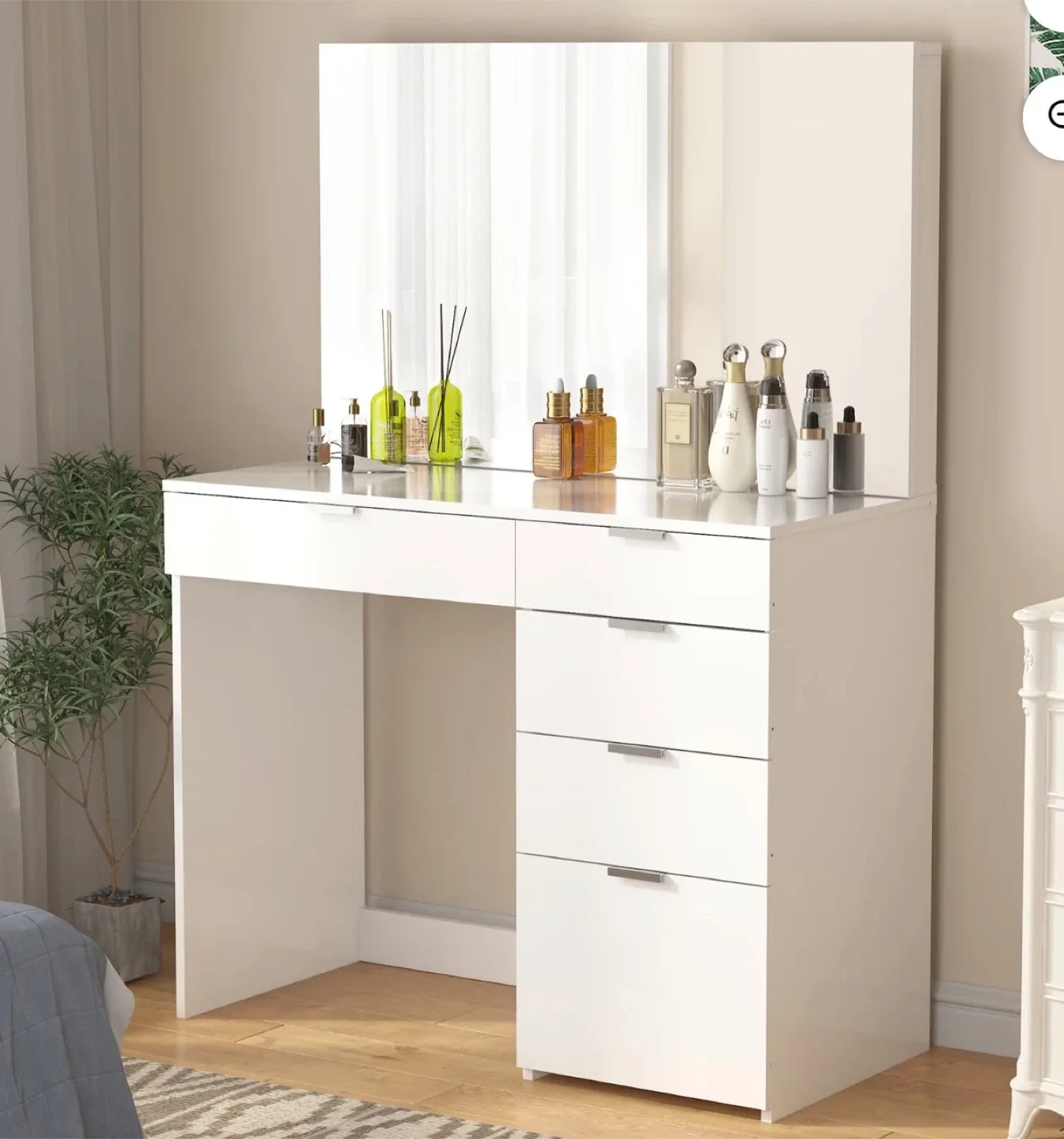 White Vanity Makeup Table with Mirror image indicator(2)