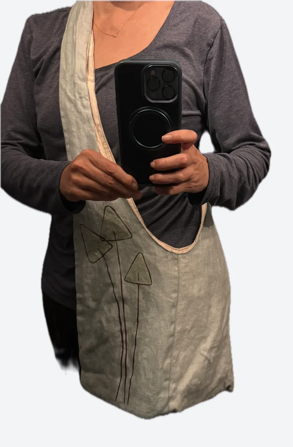 Hobo Bag with Mushroom Design