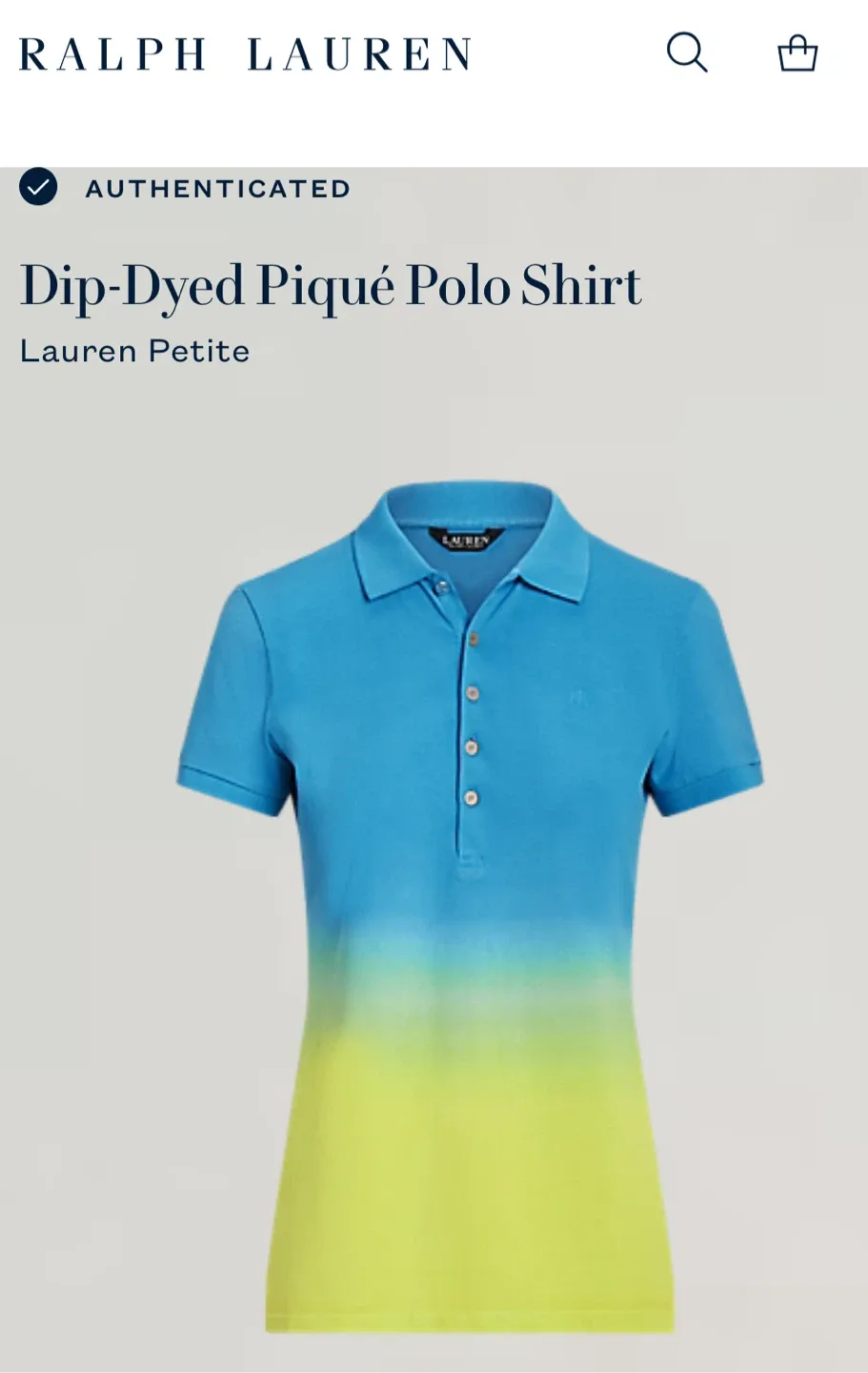 NWT Ralph Lauren Dip-Dyed Hombre Polo Shirt Petite Small PS image indicator(9)