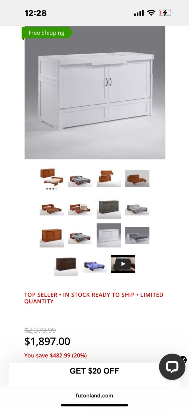 Futonland Murphy Cabinet Bed - White image indicator(6)