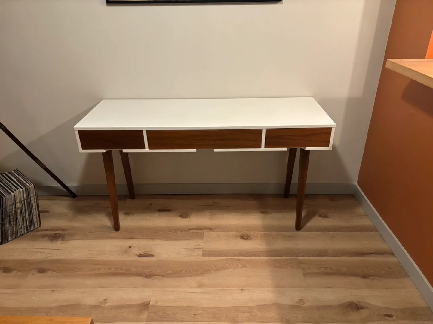 Mid-Century Modern White & Wood Desk