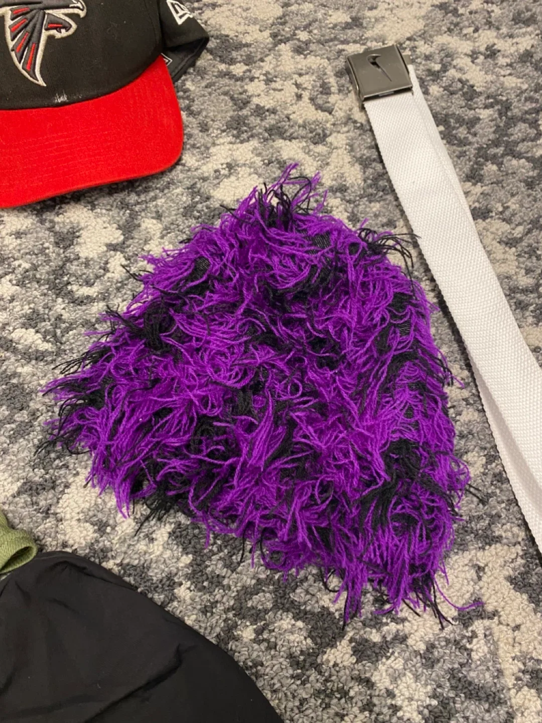 Purple ski mask falcons snap back white nike belt green ski mask image indicator(5)