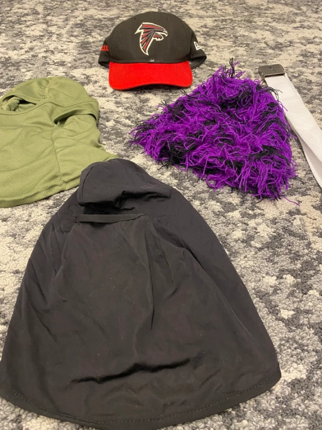 Purple ski mask falcons snap back white nike belt green ski mask image indicator(8)