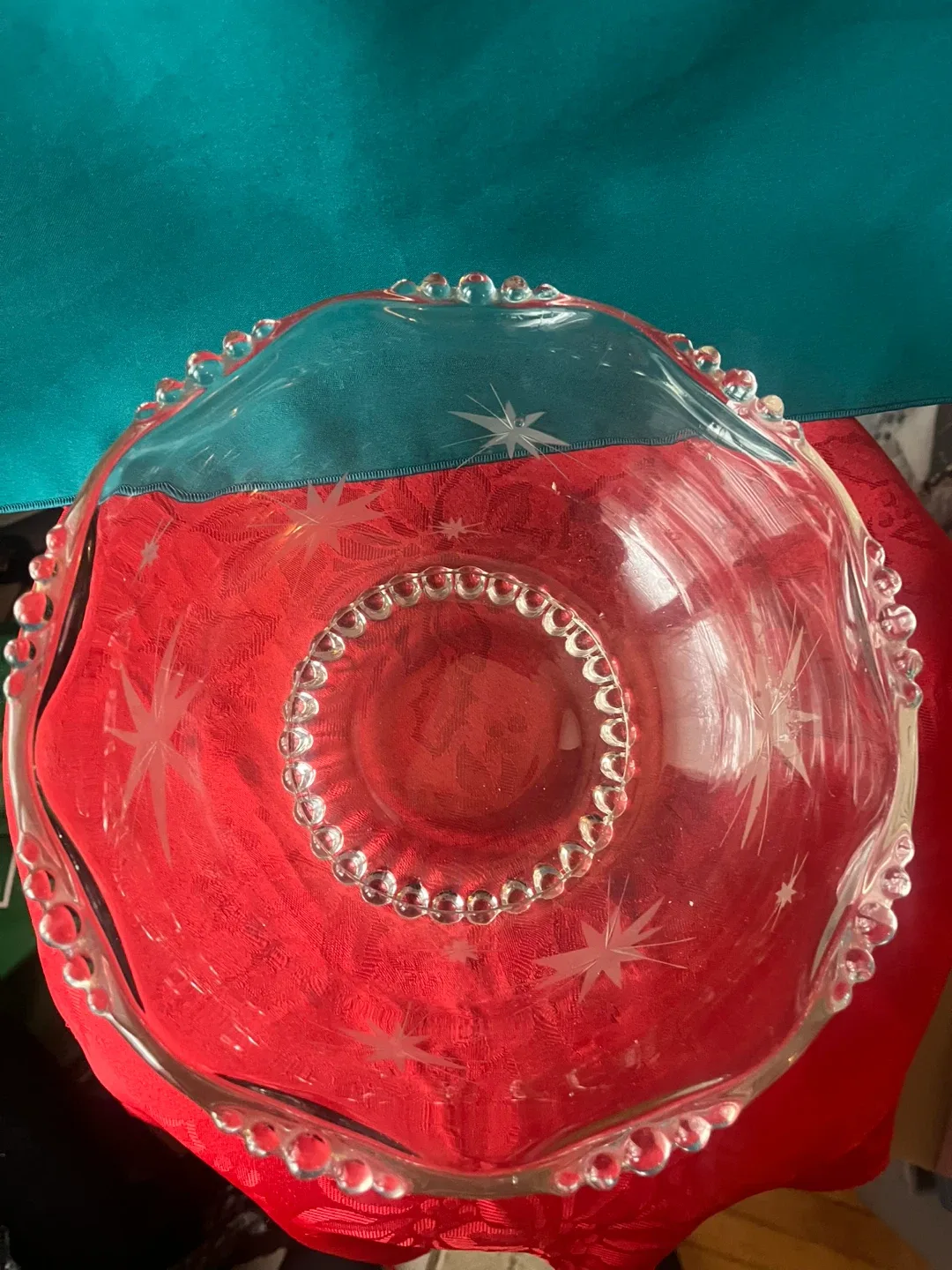 Vintage Glass Bowl with Starburst Design image indicator(2)