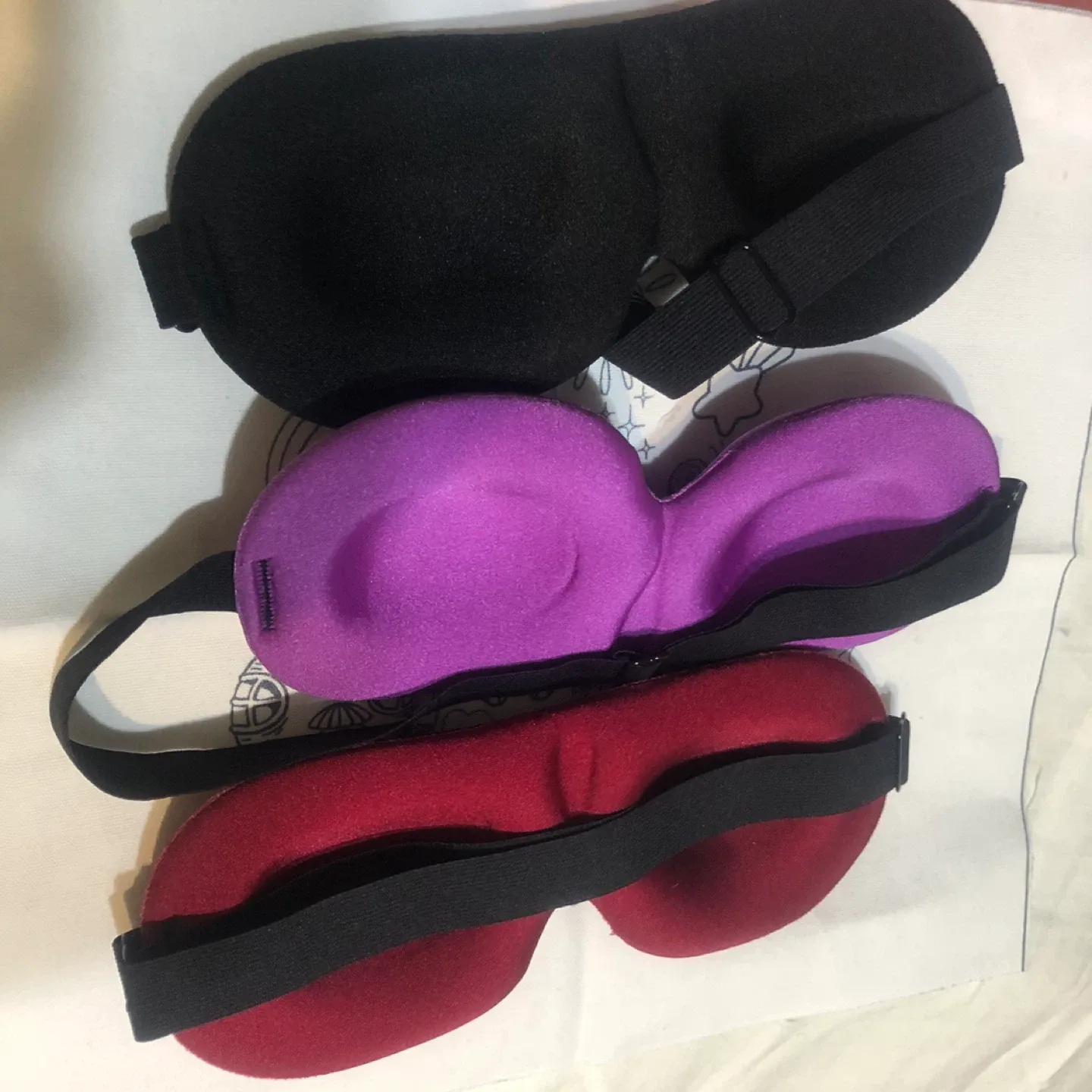 NEW-3D Sleep Eye Masks - Black, Purple, Red image indicator(5)
