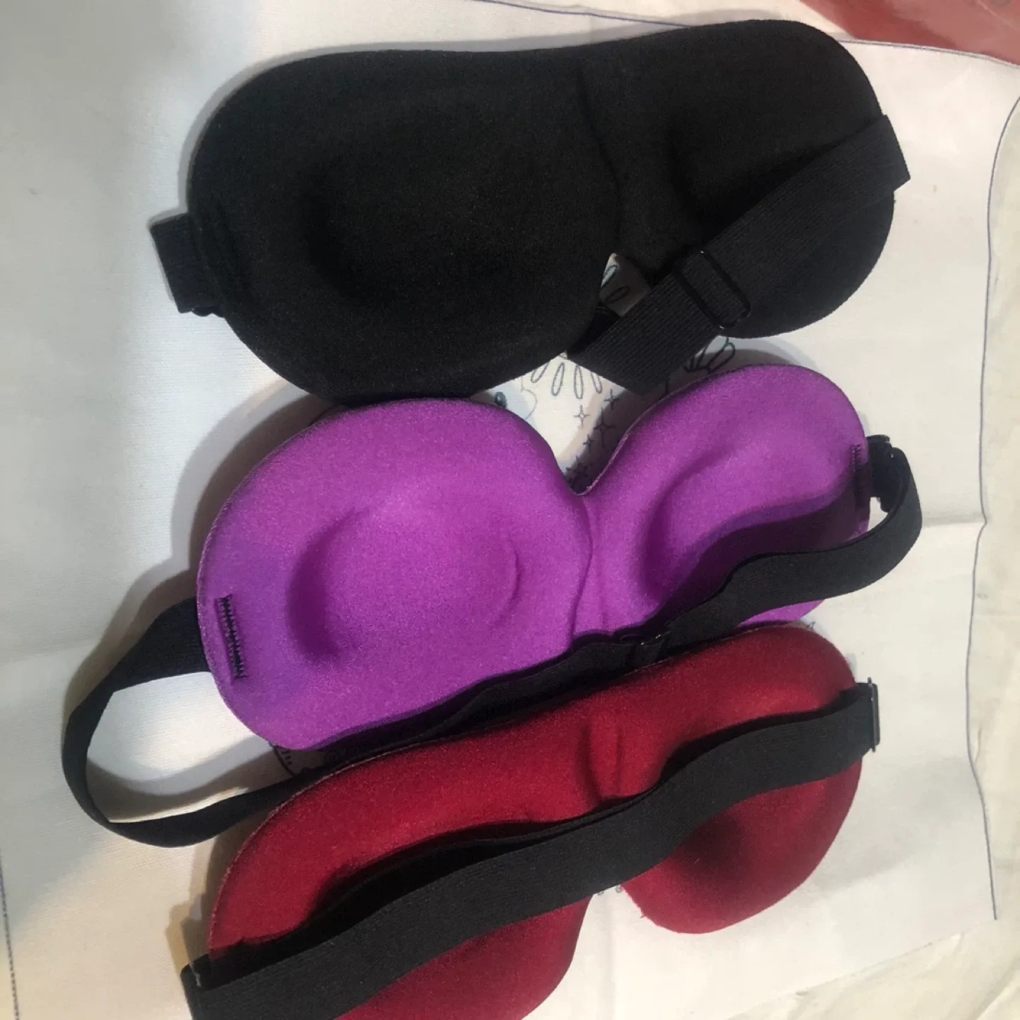 NEW-3D Sleep Eye Masks - Black, Purple, Red image indicator(7)