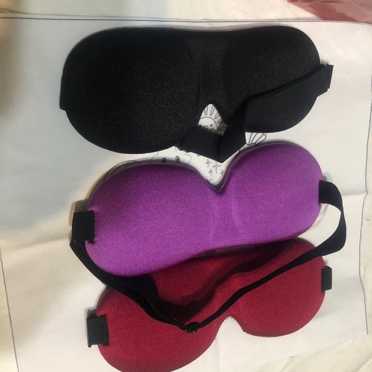 NEW-3D Sleep Eye Masks - Black, Purple, Red image indicator(4)