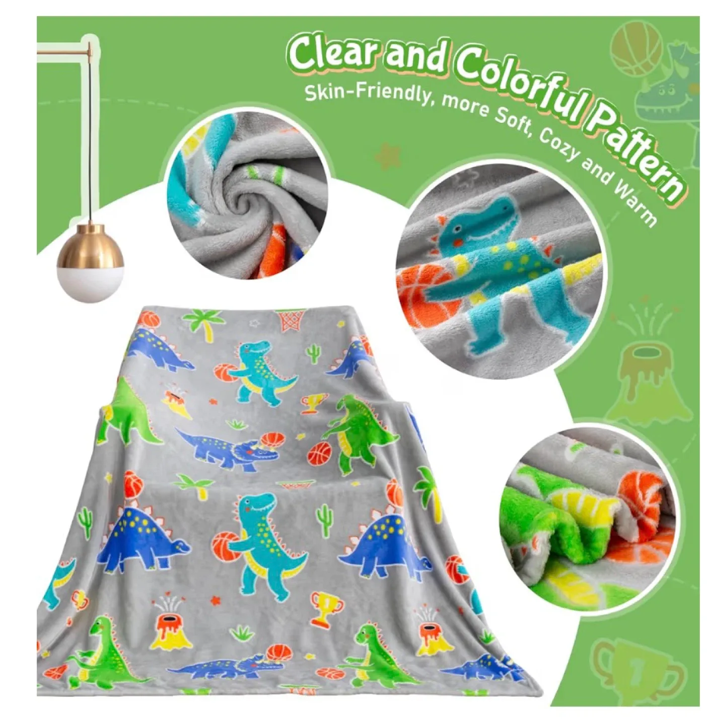 New Dinosaur Glow in the Dark Blanket image indicator(2)
