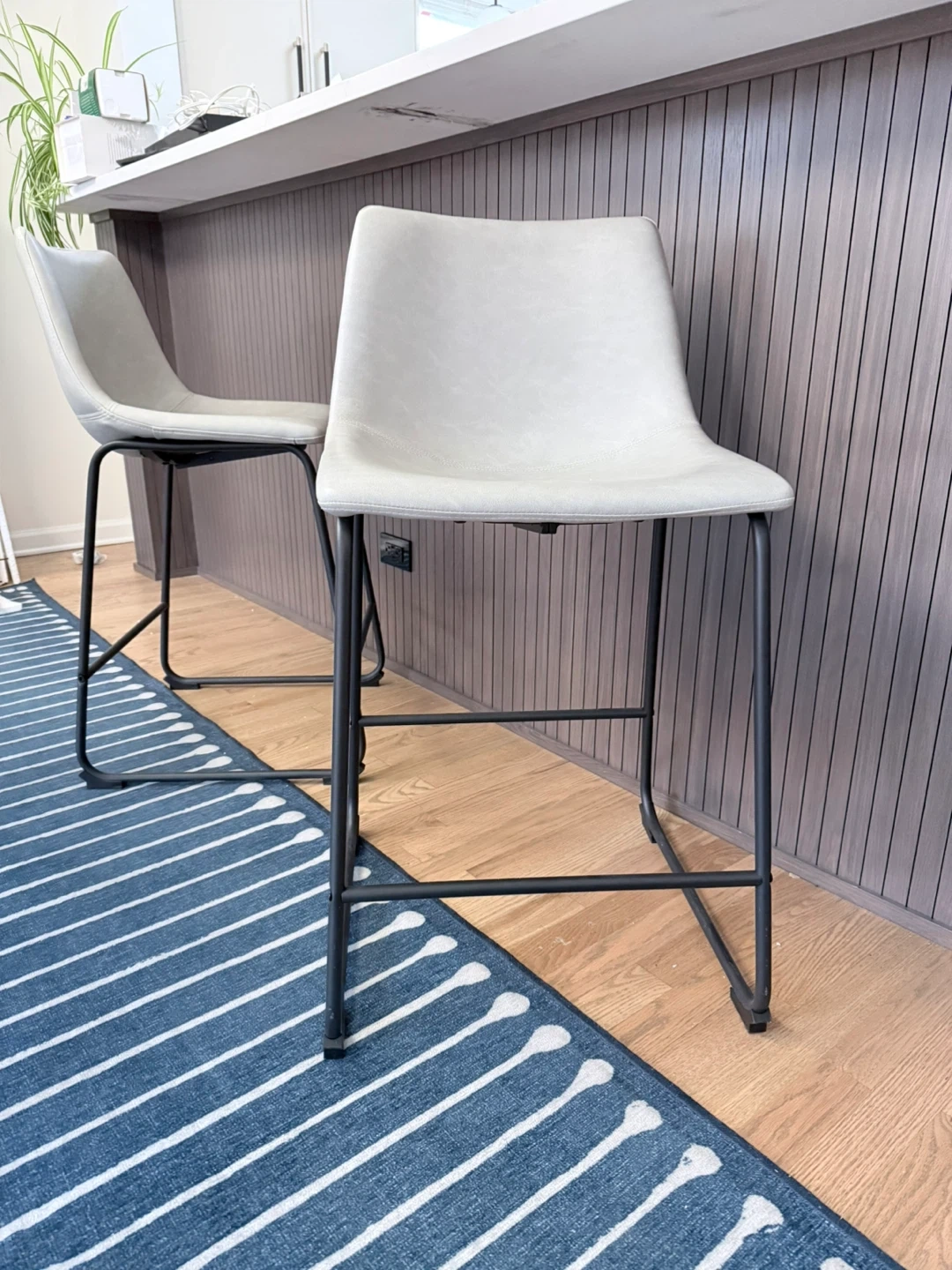 Gray Faux Leather Bar Stools