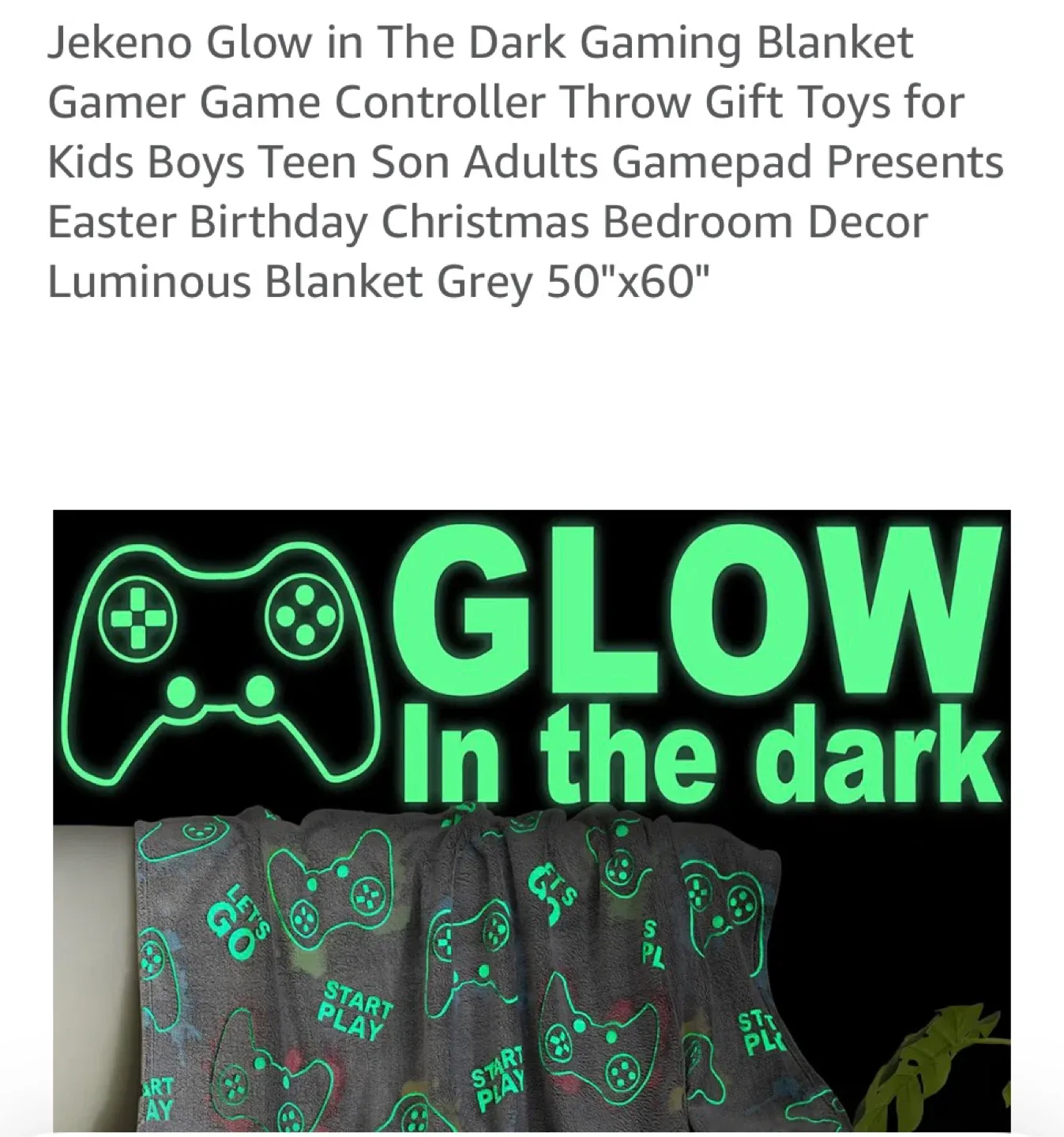 New Jekeno Glow in The Dark Gaming Blanket 50"x60"