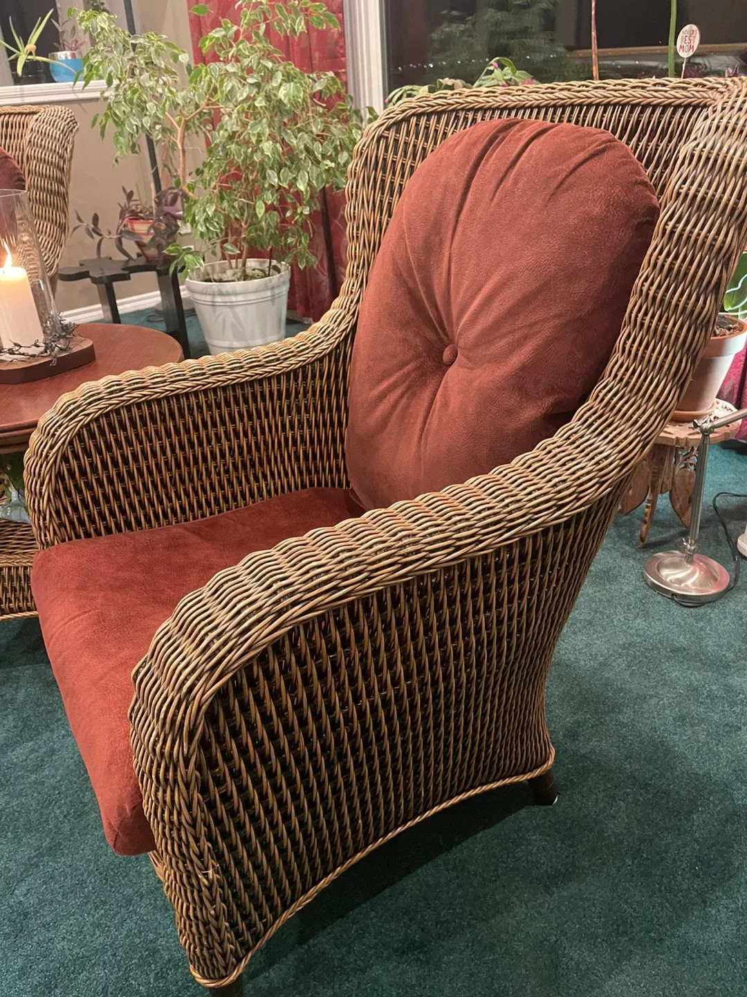 Wicker Chair Set with Table & Ottoman