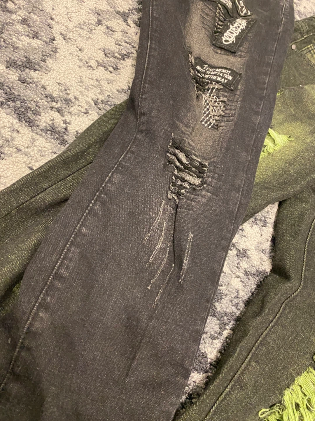 Distressed Jeans with Patches - photo 4