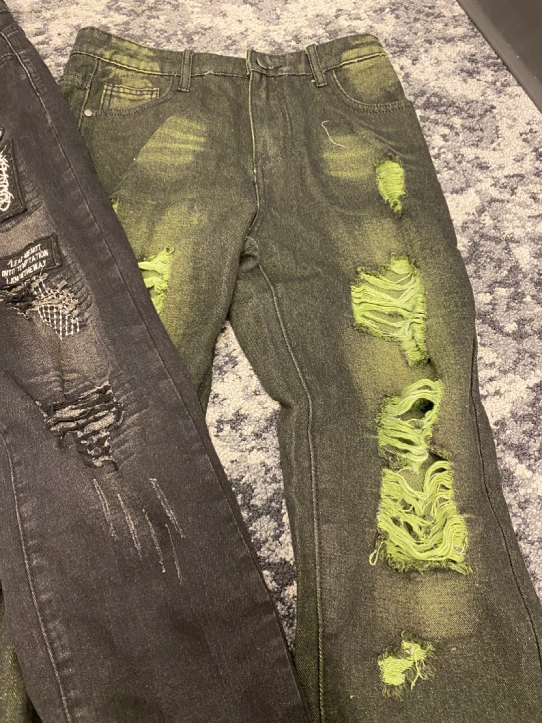 Distressed Jeans with Patches - photo 3