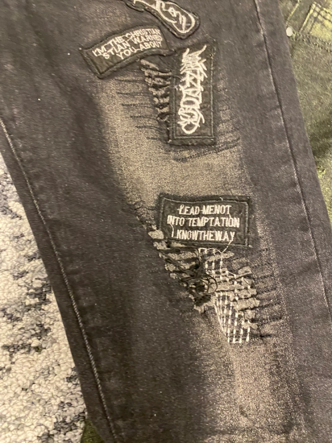 Distressed Jeans with Patches - photo 5