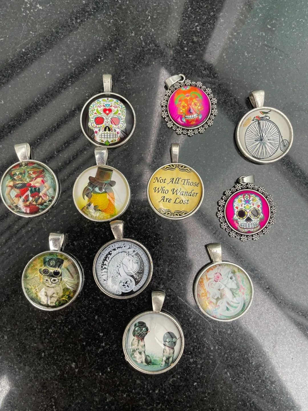 Assorted art glass cobachon Pendants