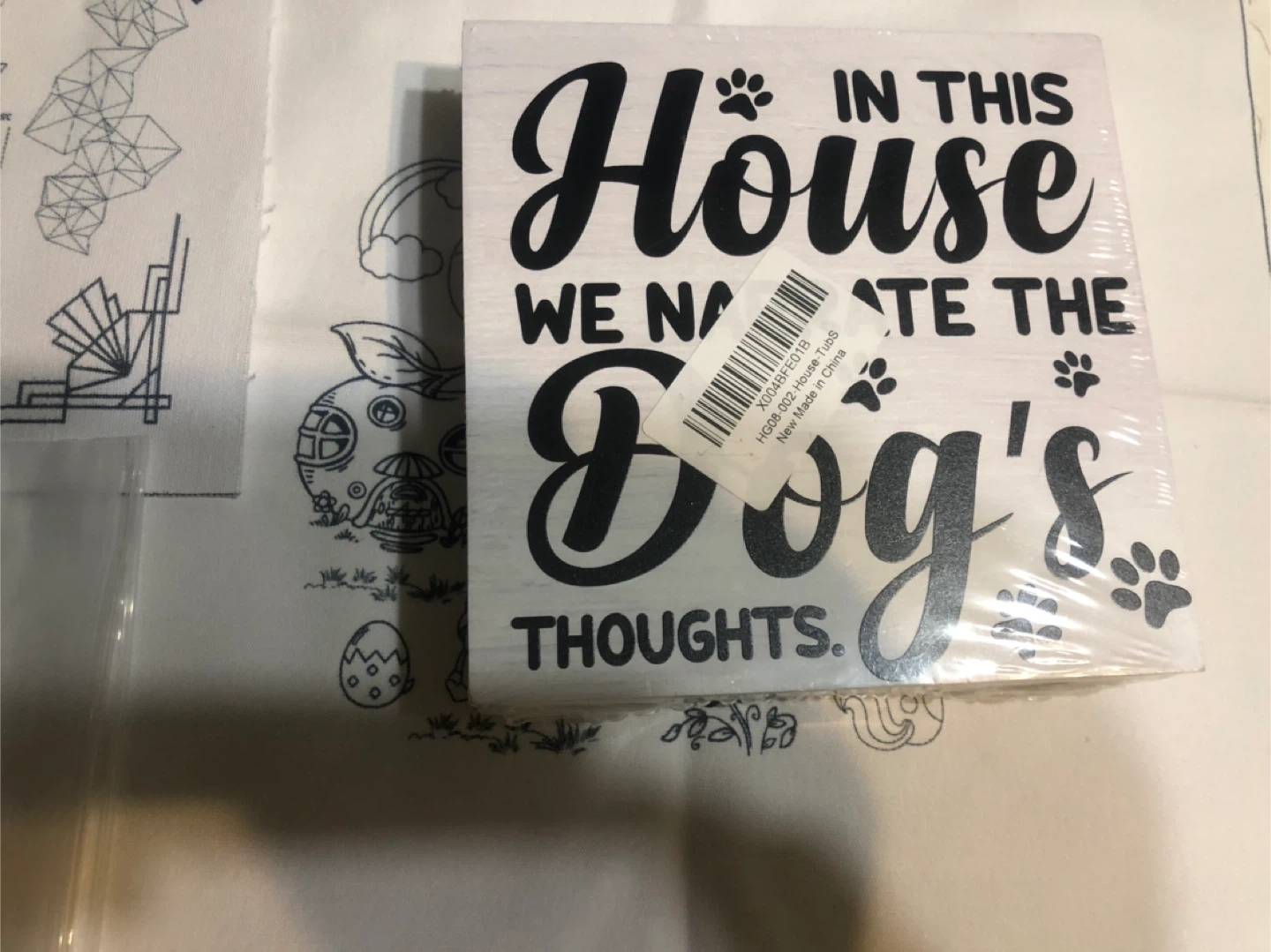 New In This House Dog's Thoughts Decor
