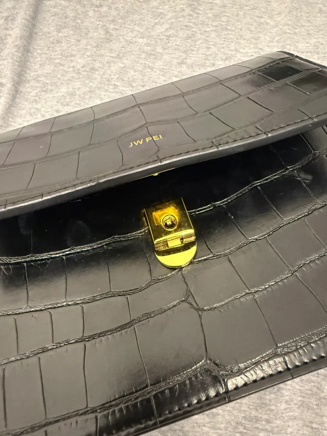 JW PEI Black Croc Embossed Shoulder Bag image indicator(3)