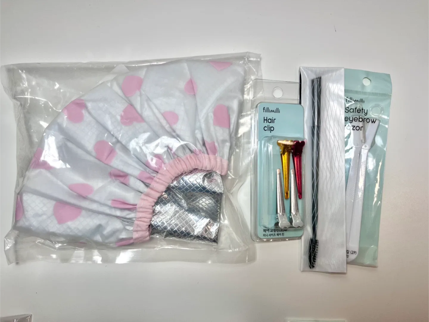 [New] Heat Hair Cap+Hair Clips+Eyebrow Brush+Eyebrow Razor