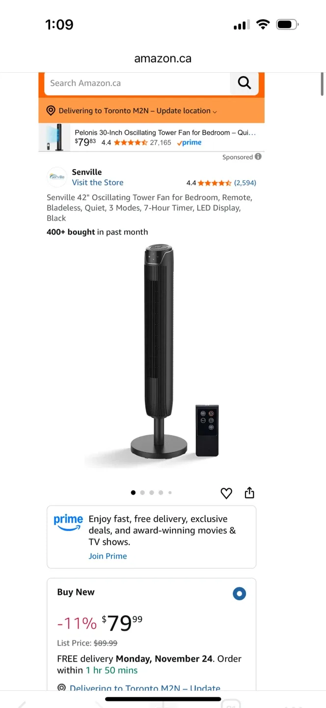 Senville 42" Oscillating Tower Fan image indicator(3)