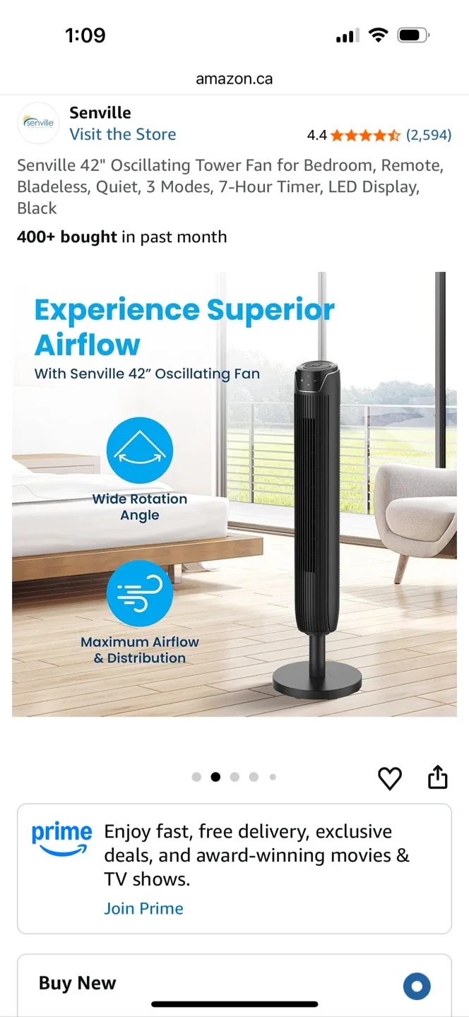 Senville 42" Oscillating Tower Fan image indicator(4)