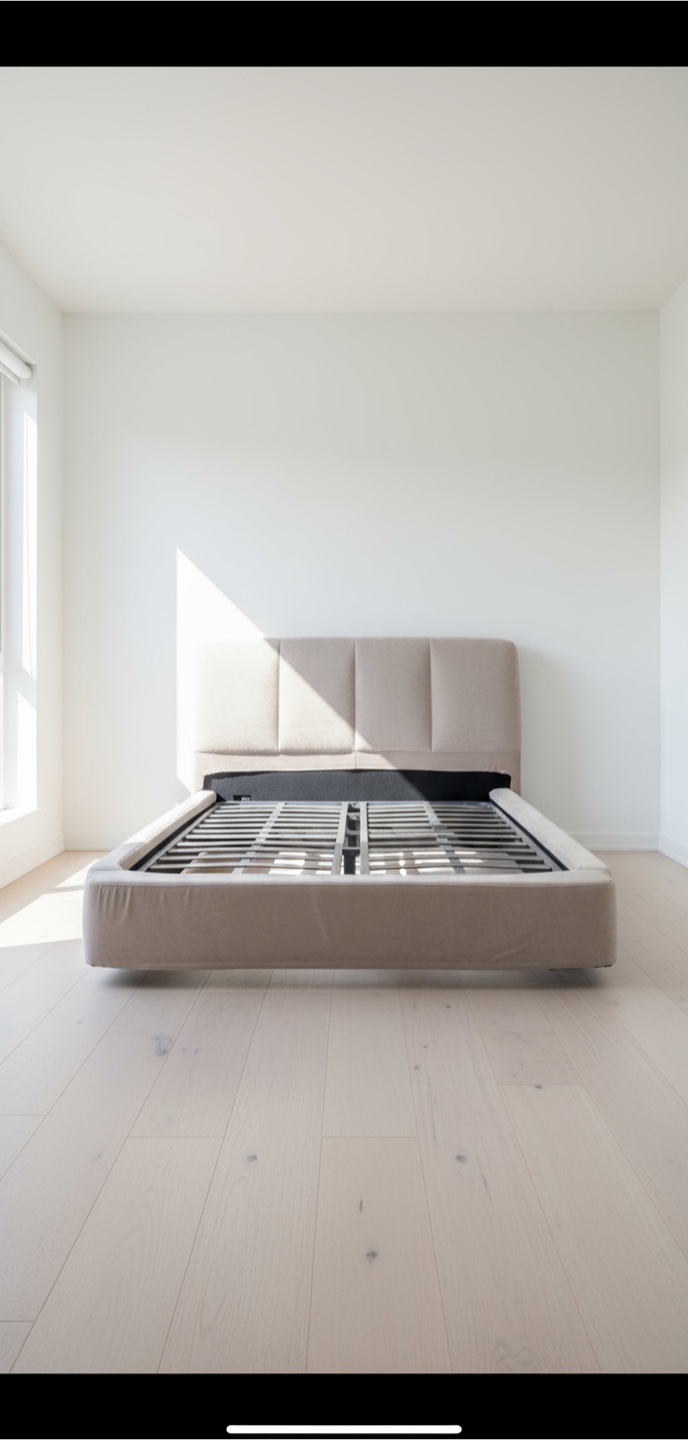 Upholstered Platform Bed Frame - Beige