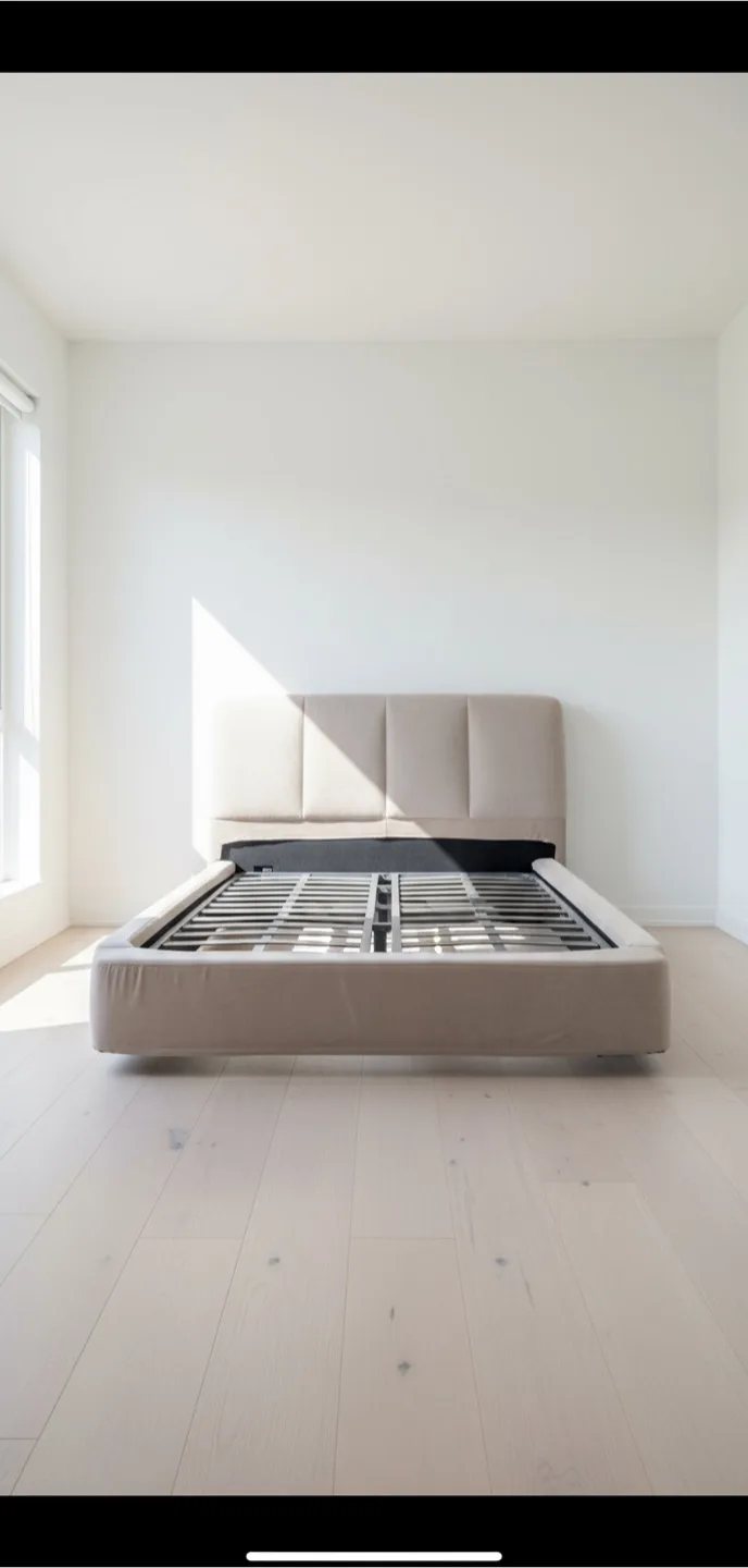 Upholstered Platform Bed Frame - Beige