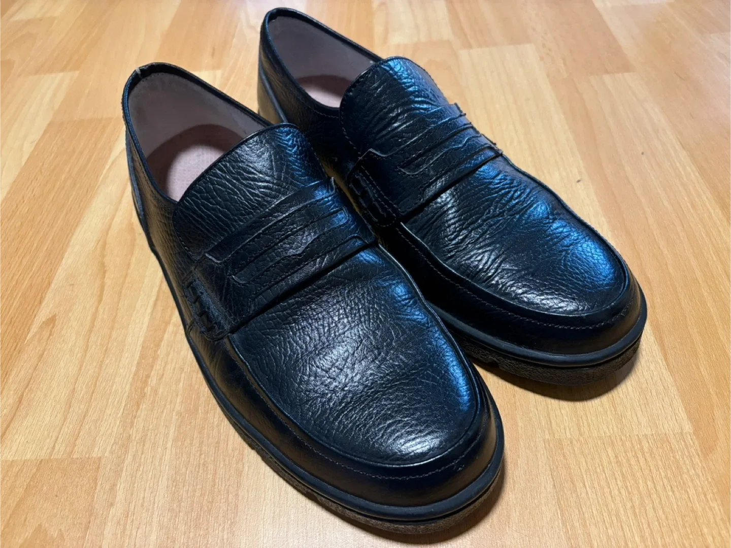 Black Leather Slip-On Shoes