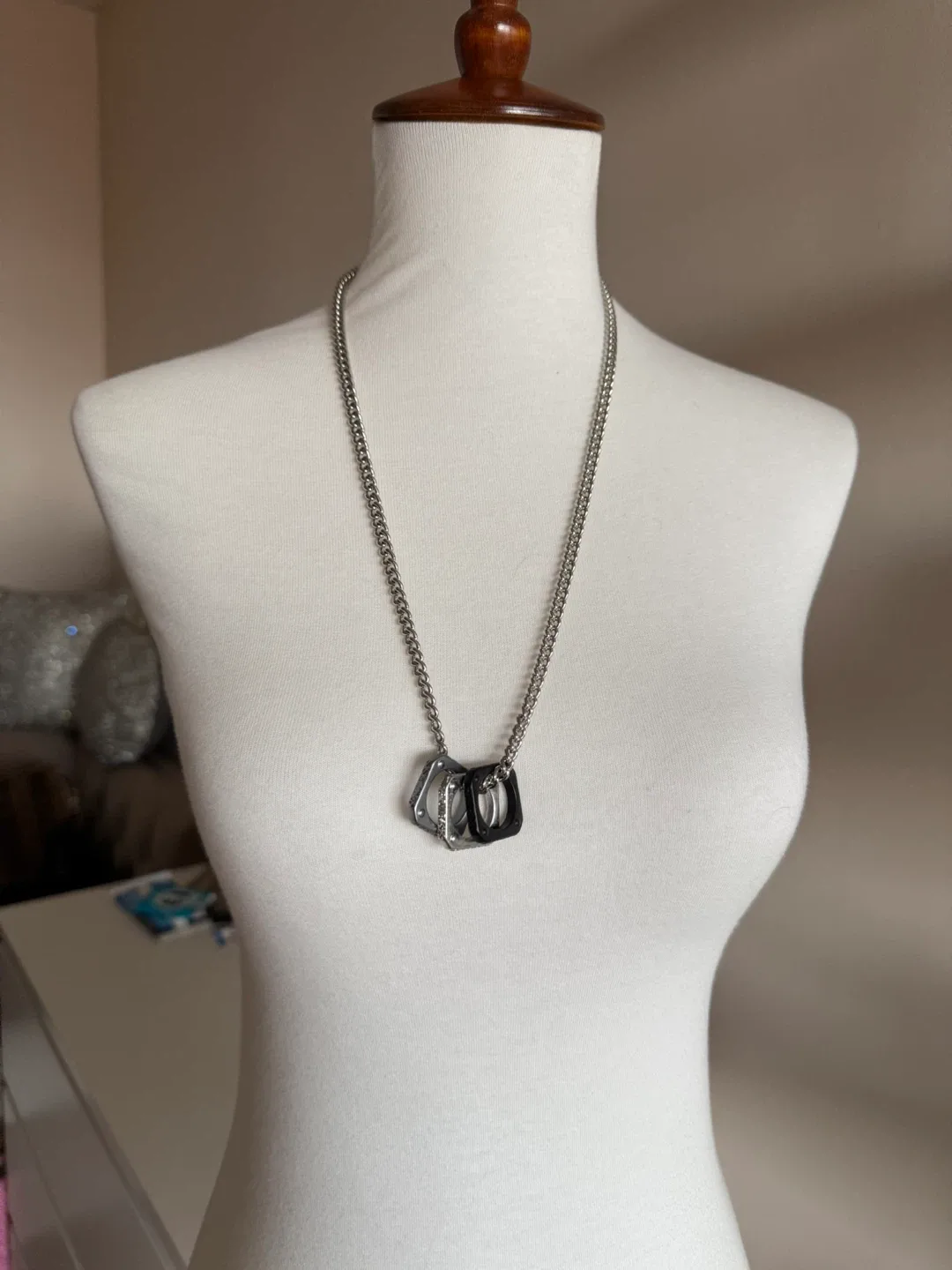 Guess Silver Tone Multi Charm Necklace