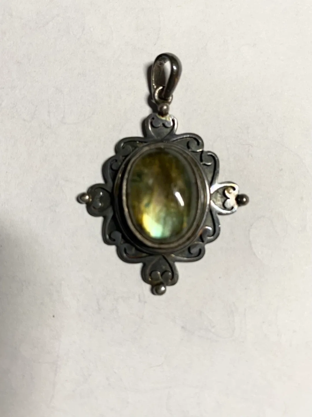 Vintage Silver Pendant with Stone