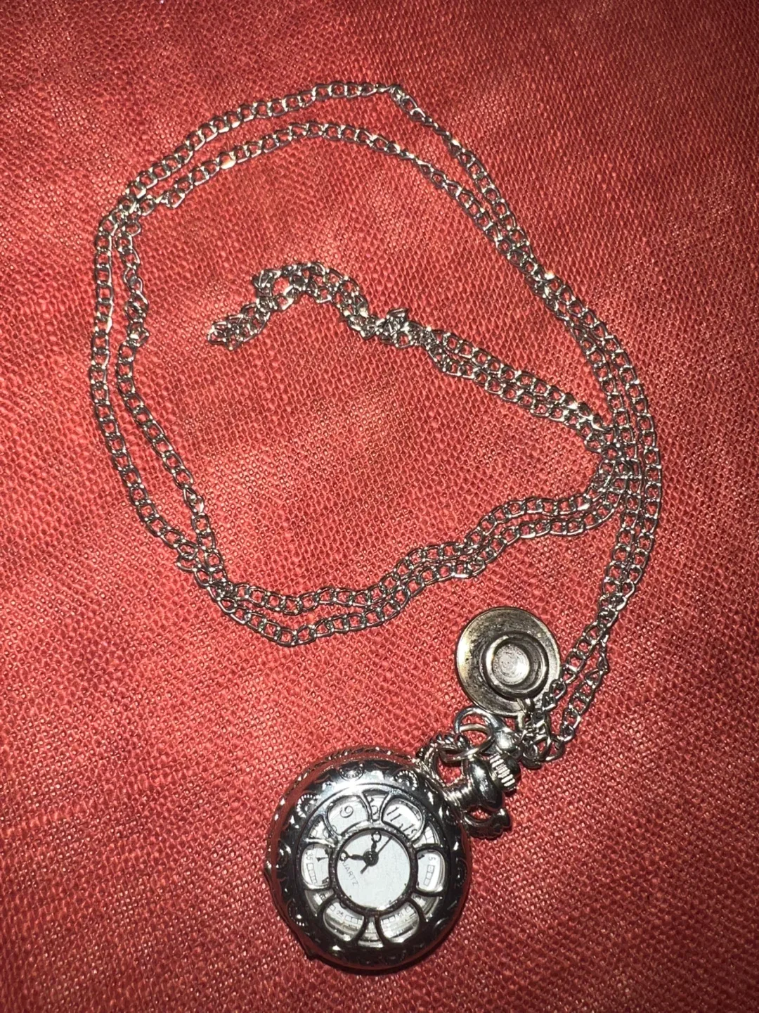 Vintage Mini Clock Locket & Chain