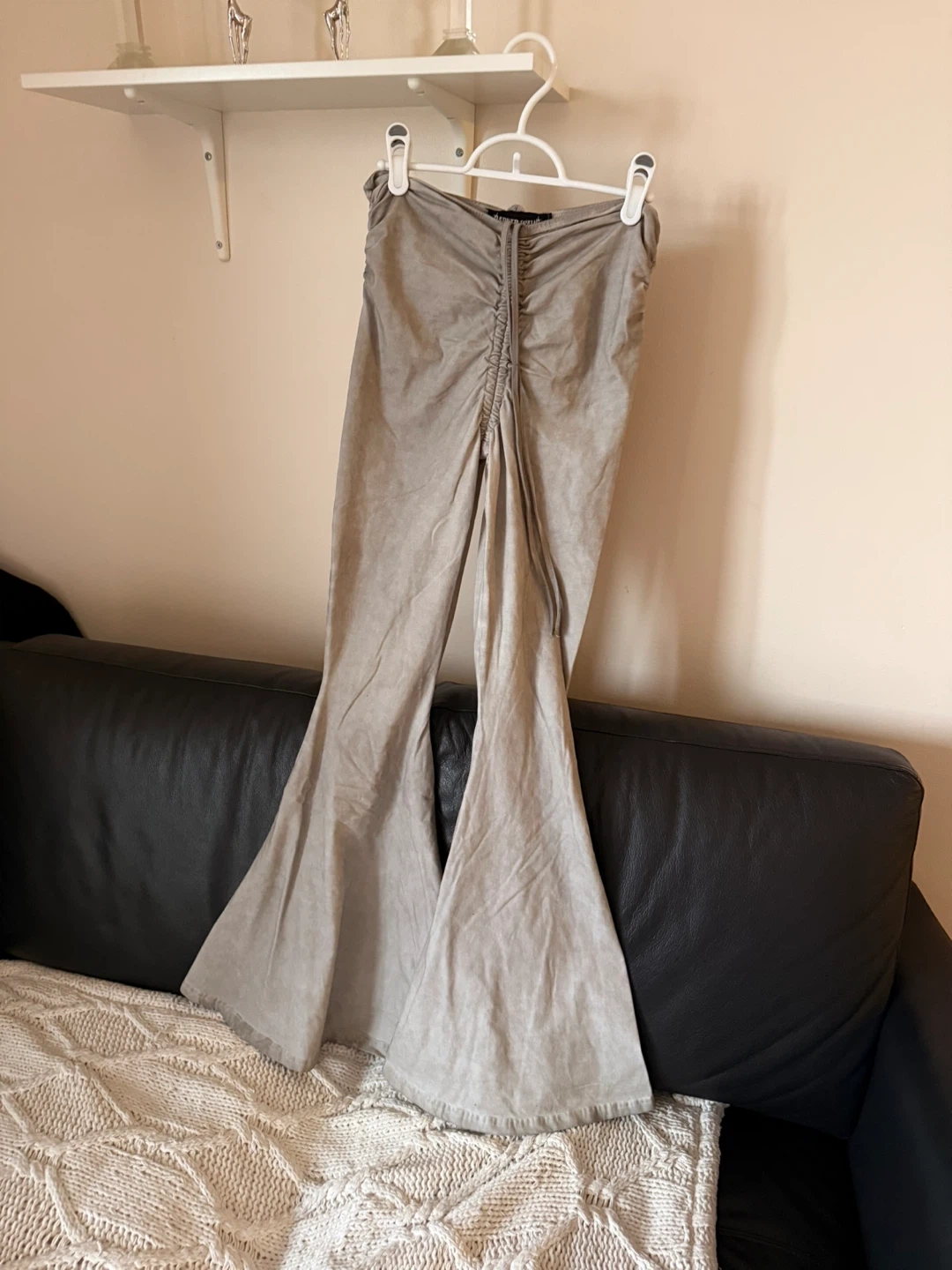 Darker Waves Grey Flare Pants - Size S