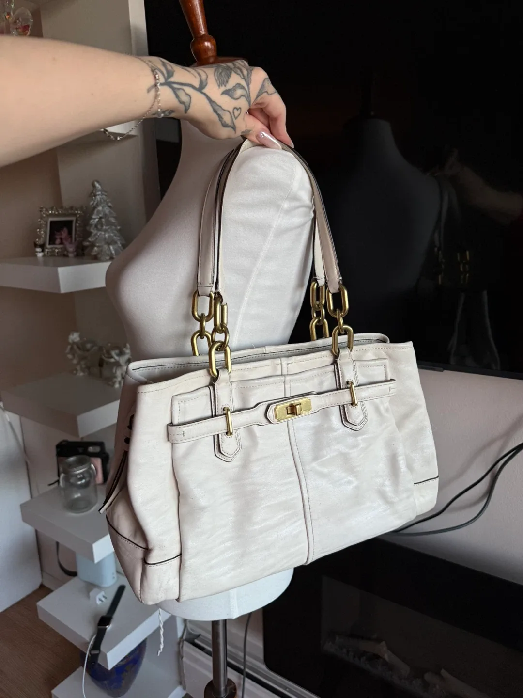 Coach cream Leather  Shoulder Bag