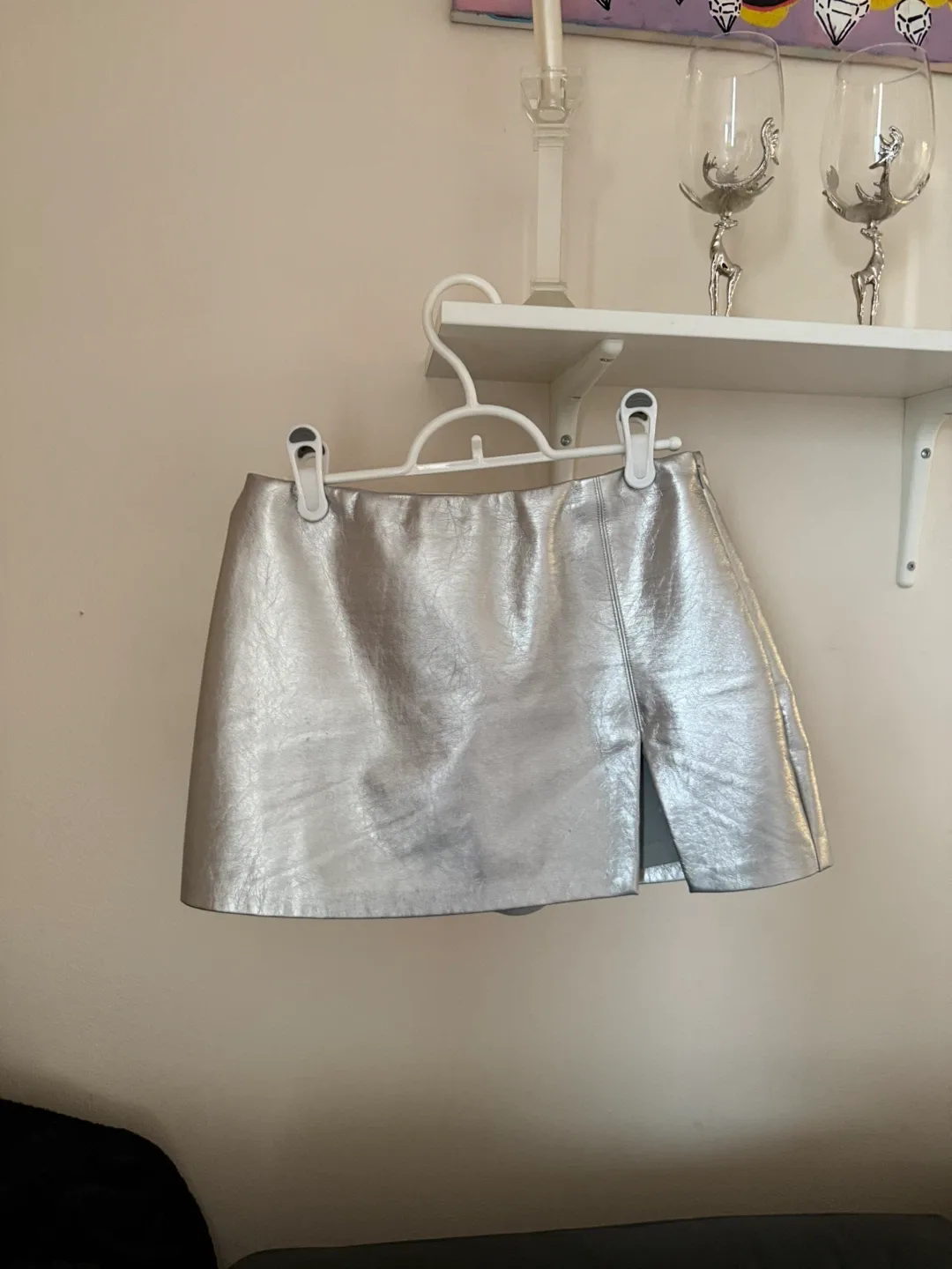 Nia Silver Mini Skirt - Size XS