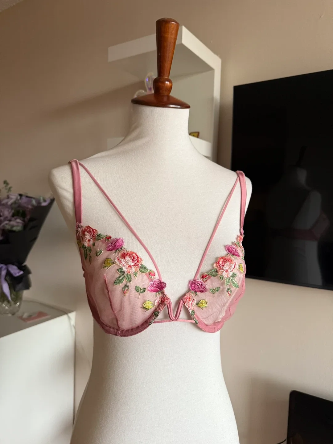Victoria's Secret Pink Floral Bra - Size 34C