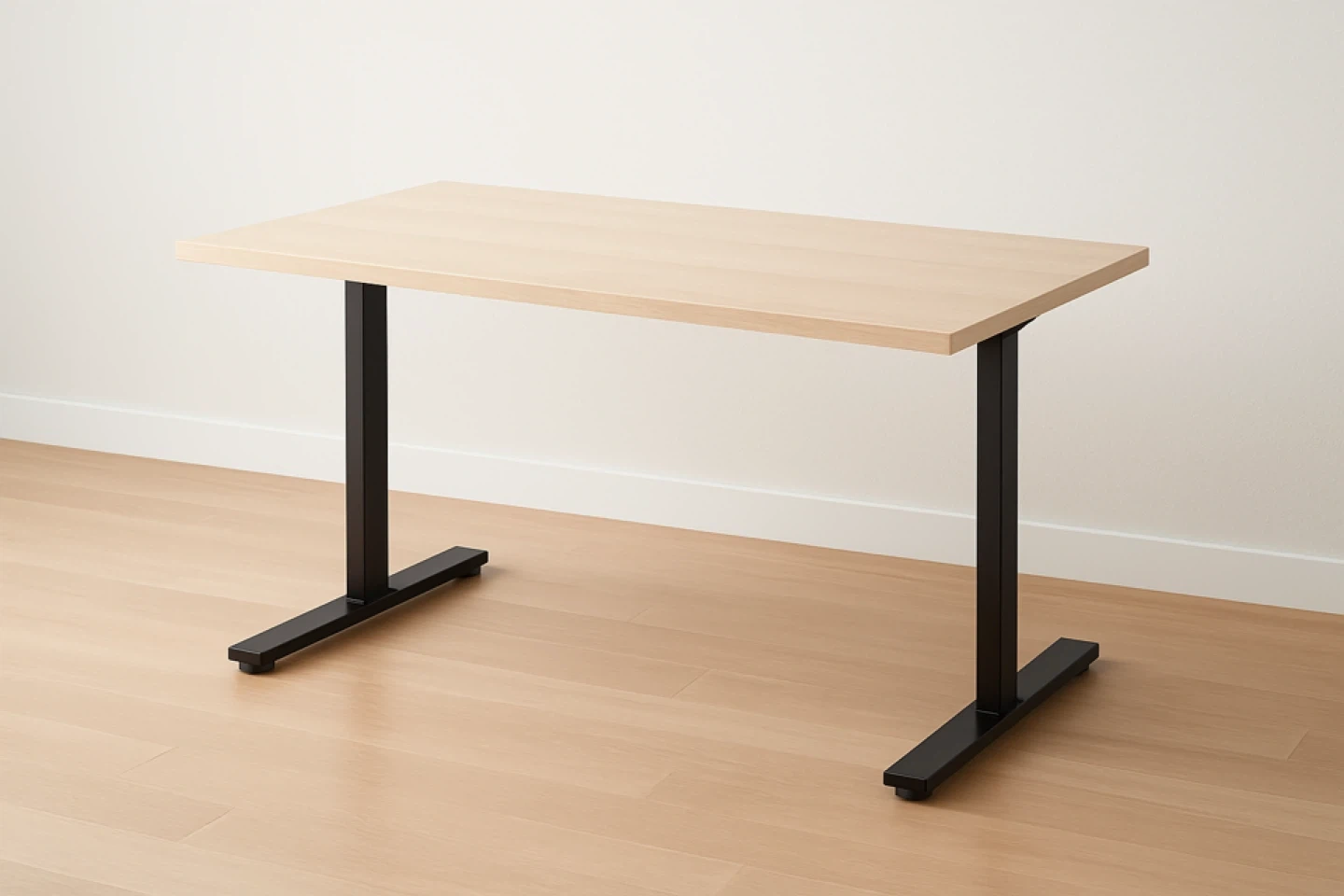 Light Wood Desk with Black Legs