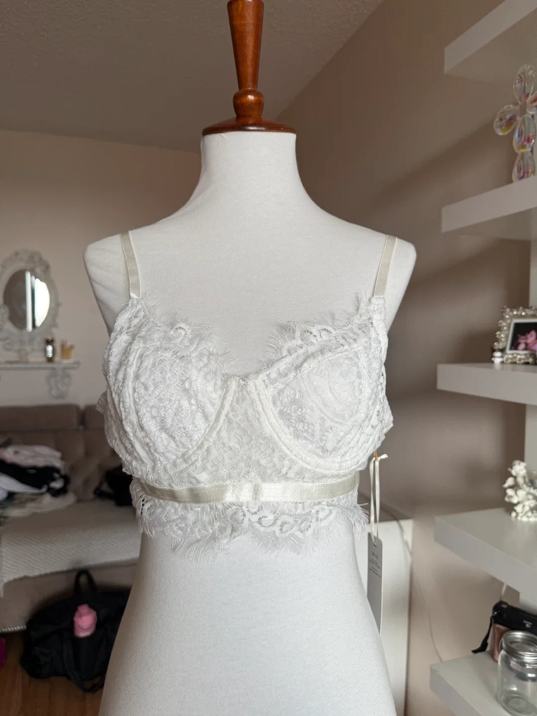 IRIS White Lace Bralette - Size L