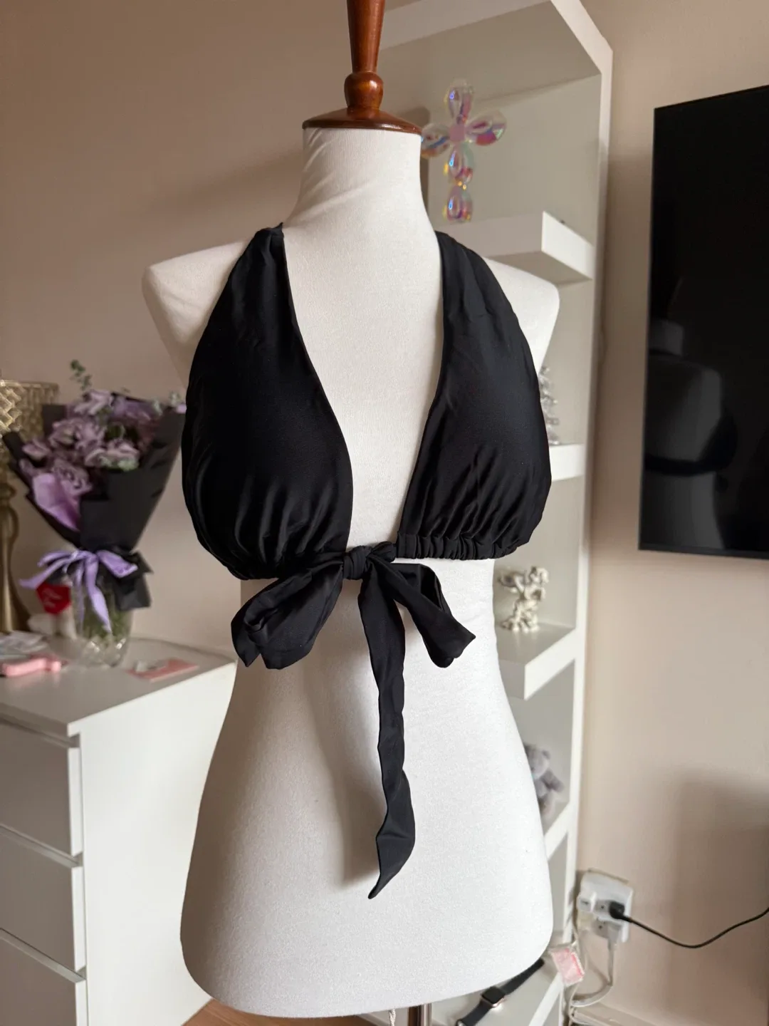 Black Halter Bikini Top