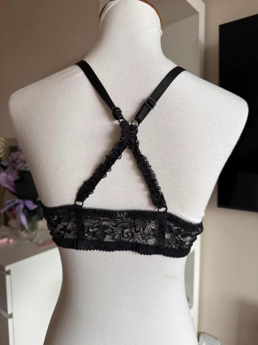 Bra - Black Lace & Denim Detail - photo 2