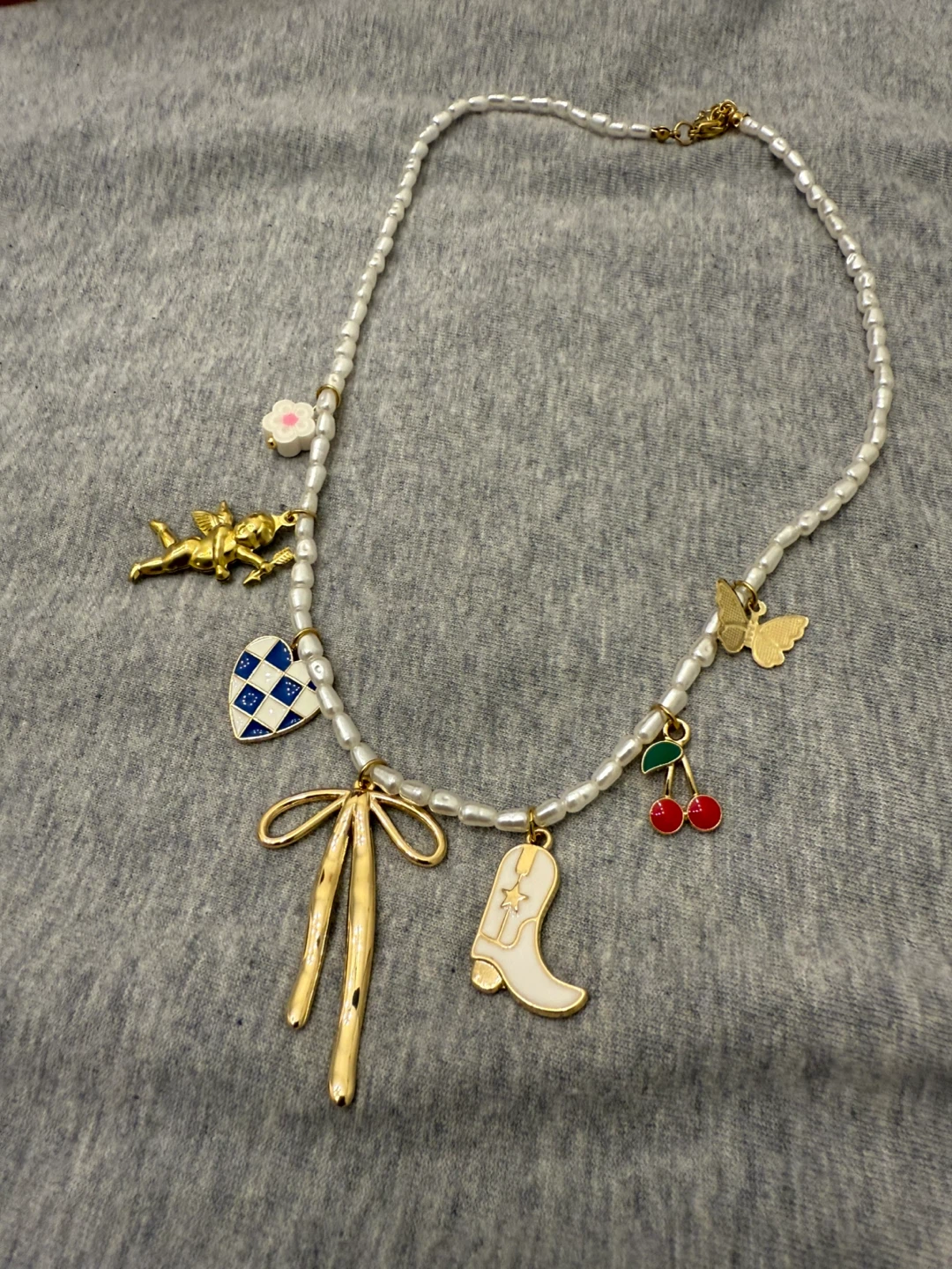 Pearl Necklace with Charms - photo 3