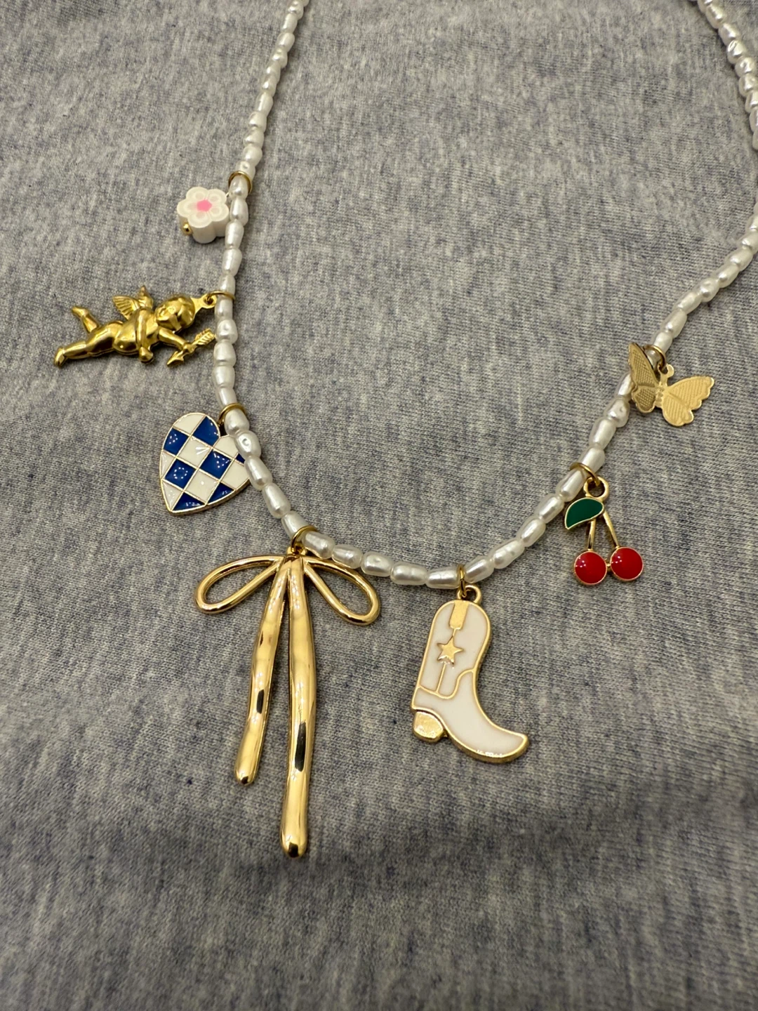 Pearl Necklace with Charms - photo 2