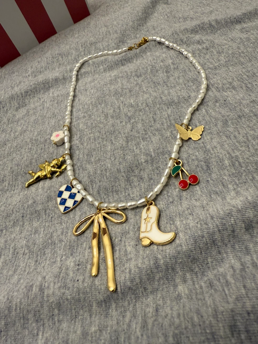 Pearl Necklace with Charms