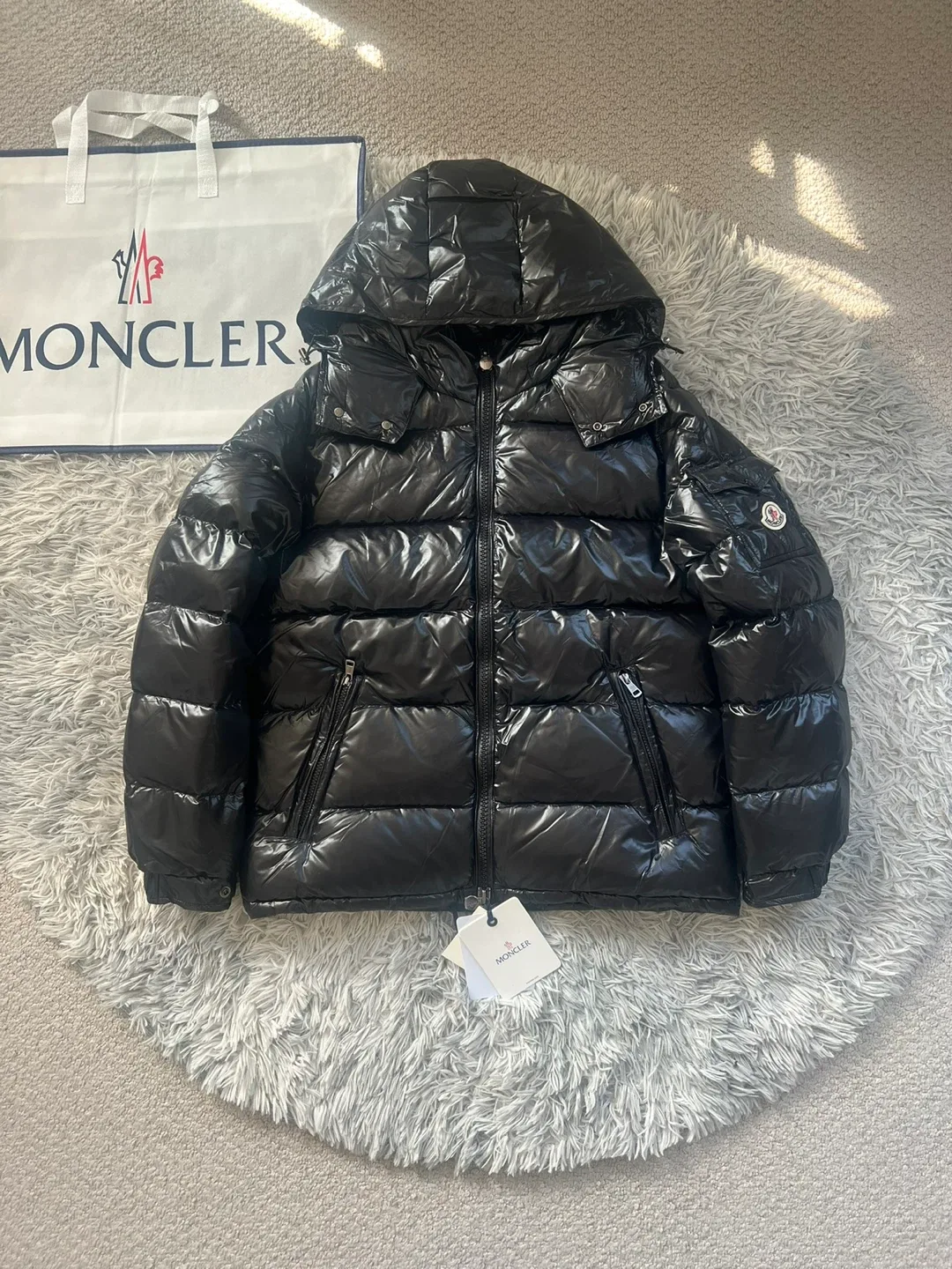 Black Moncler Maya Hooded Short Down Jackets