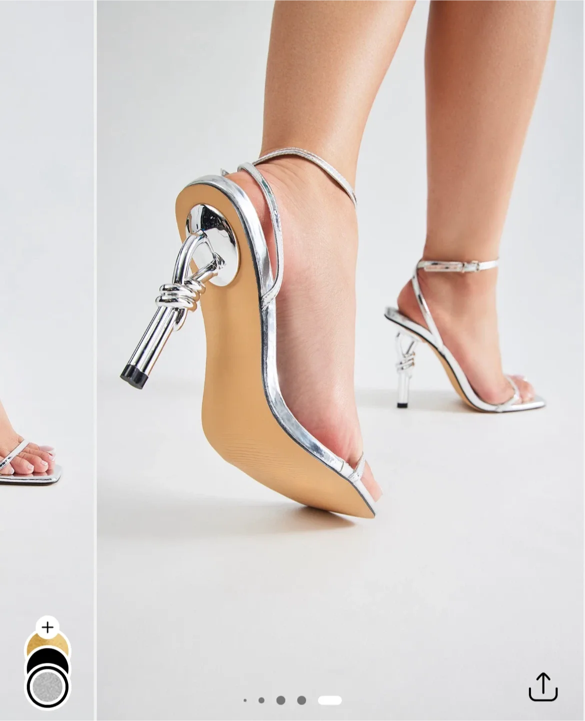 Simmi London Silver Knot Heel Sandals