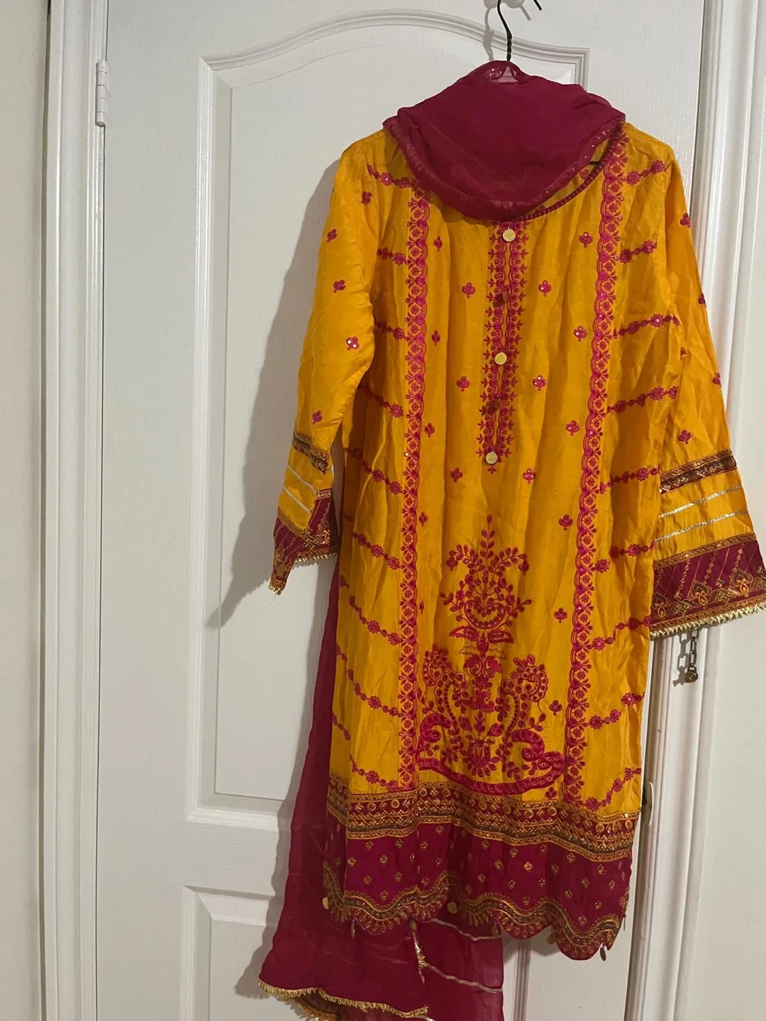 Yellow & Red Salwar Kameez Suit