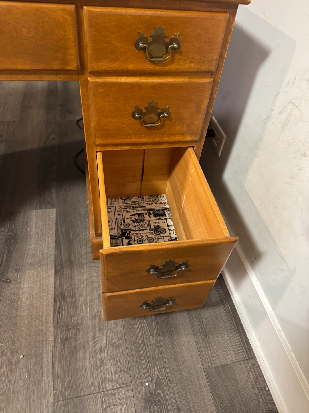 Wooden Desk with Drawers - photo 4