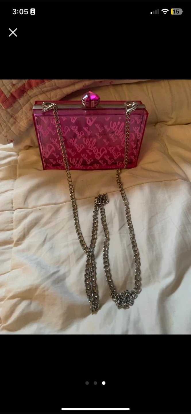 Barbie Pink Acrylic Clutch with Chain image indicator(3)