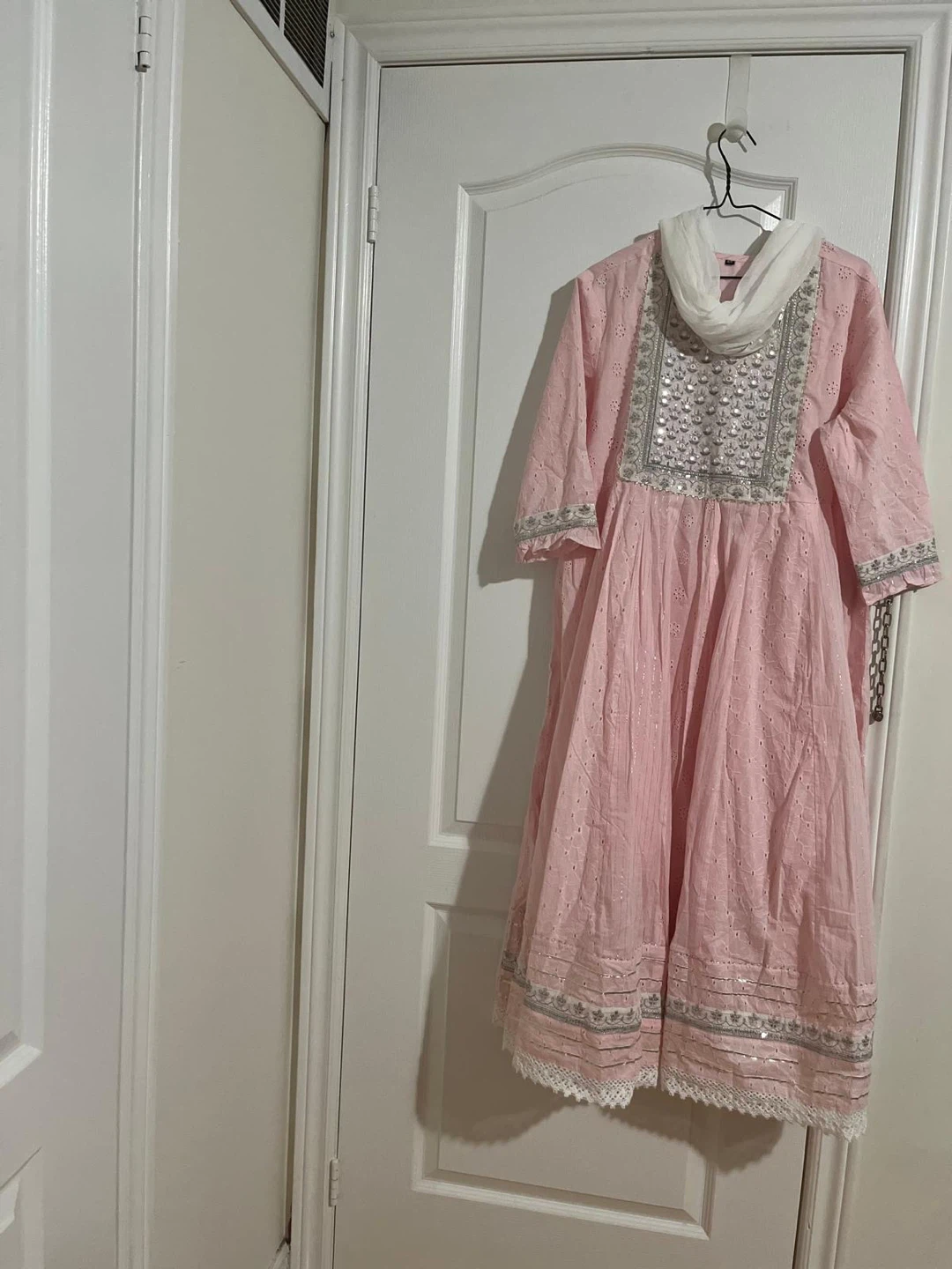 Pink Embroidered Dress with Dupatta